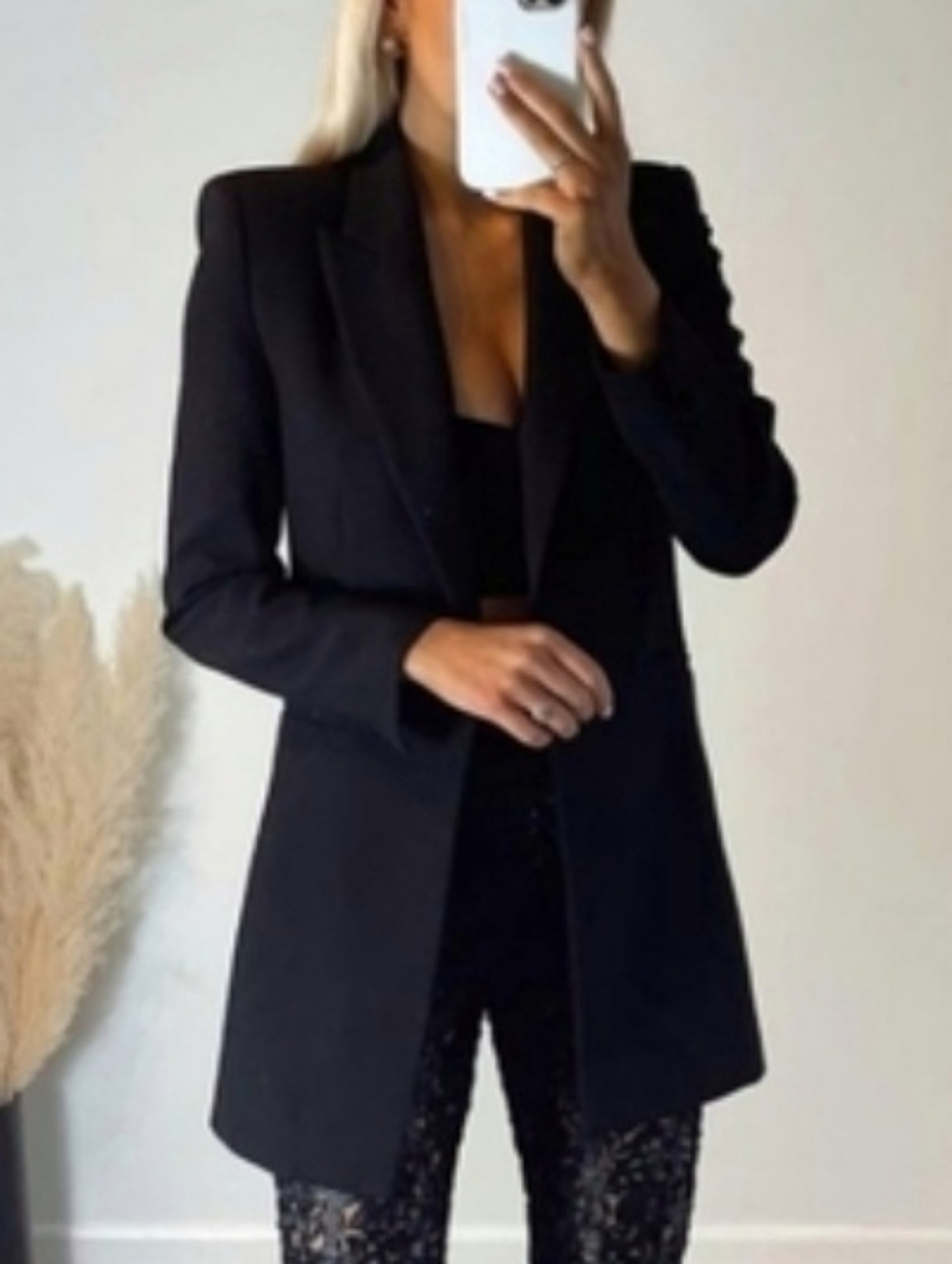 Zara x Charlotte Gainsbourg Long Black Blazer Coat Size M
